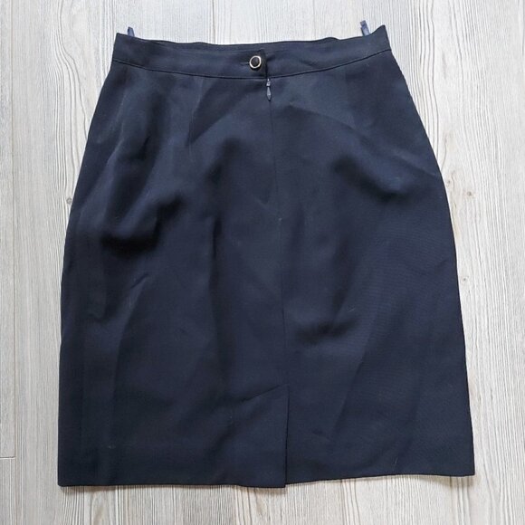 classic VINTAGE NAVY 100% WOOL HIGH-WAISTED SKIRT - Picture 2 of 7